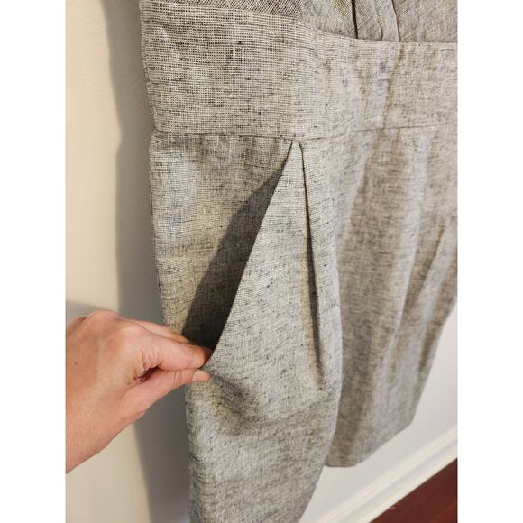 Ann Taylor Loft Womens Dress Gray Metallic Linen Blend Sz 8 Fit & Flare Pockets - Picture 3 of 11